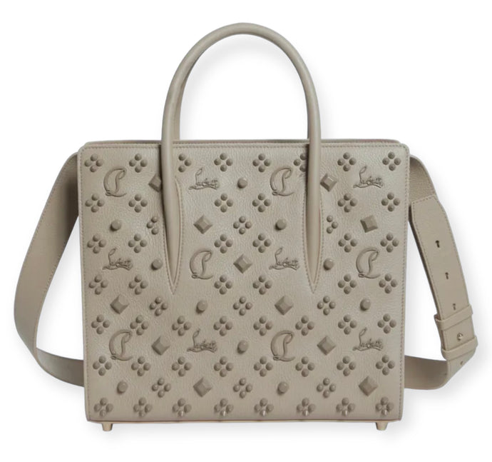 Christian Louboutin Bag, Grey Medium Paloma Studded Leather Satchel