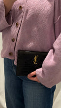 Saint Laurent Bag, Black Croc-Embossed Thin Envelope Uptown Clutch