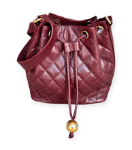 Chanel Bag, Burgundy Caviar Leather Drawstring Bucket Bag