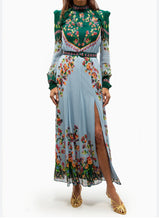 Saloni Jacqui Floral Belted Midi-Dress