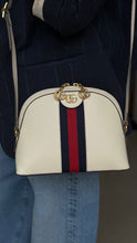 Gucci Bag, Off White Textured Dollar Calfskin Web Small Ophidia Dome Shoulder Bag