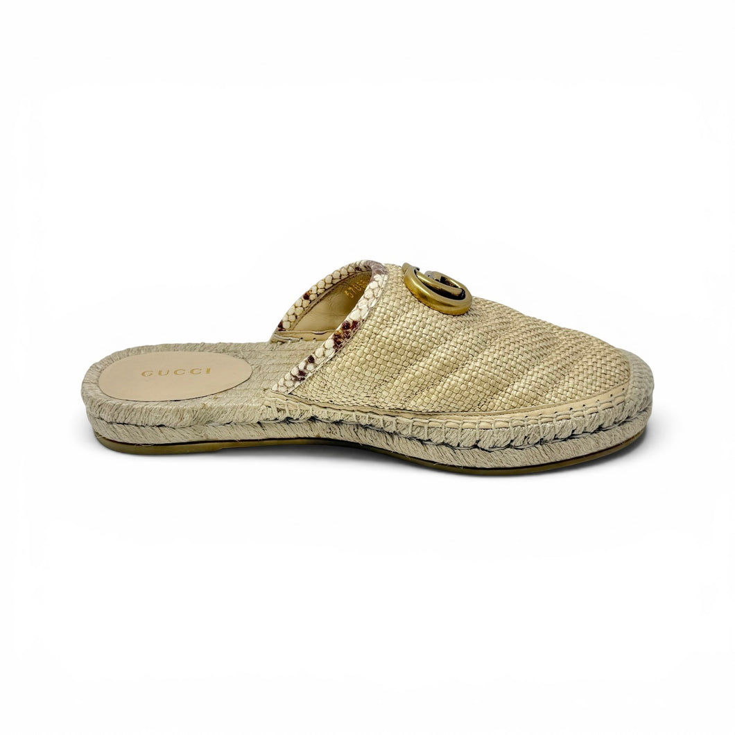 Gucci Shoes, Straw GG Mules (size 36)
