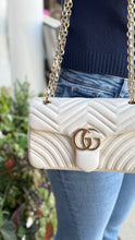 Gucci Bag, White Leather GG Marmont Small Shoulder Bag