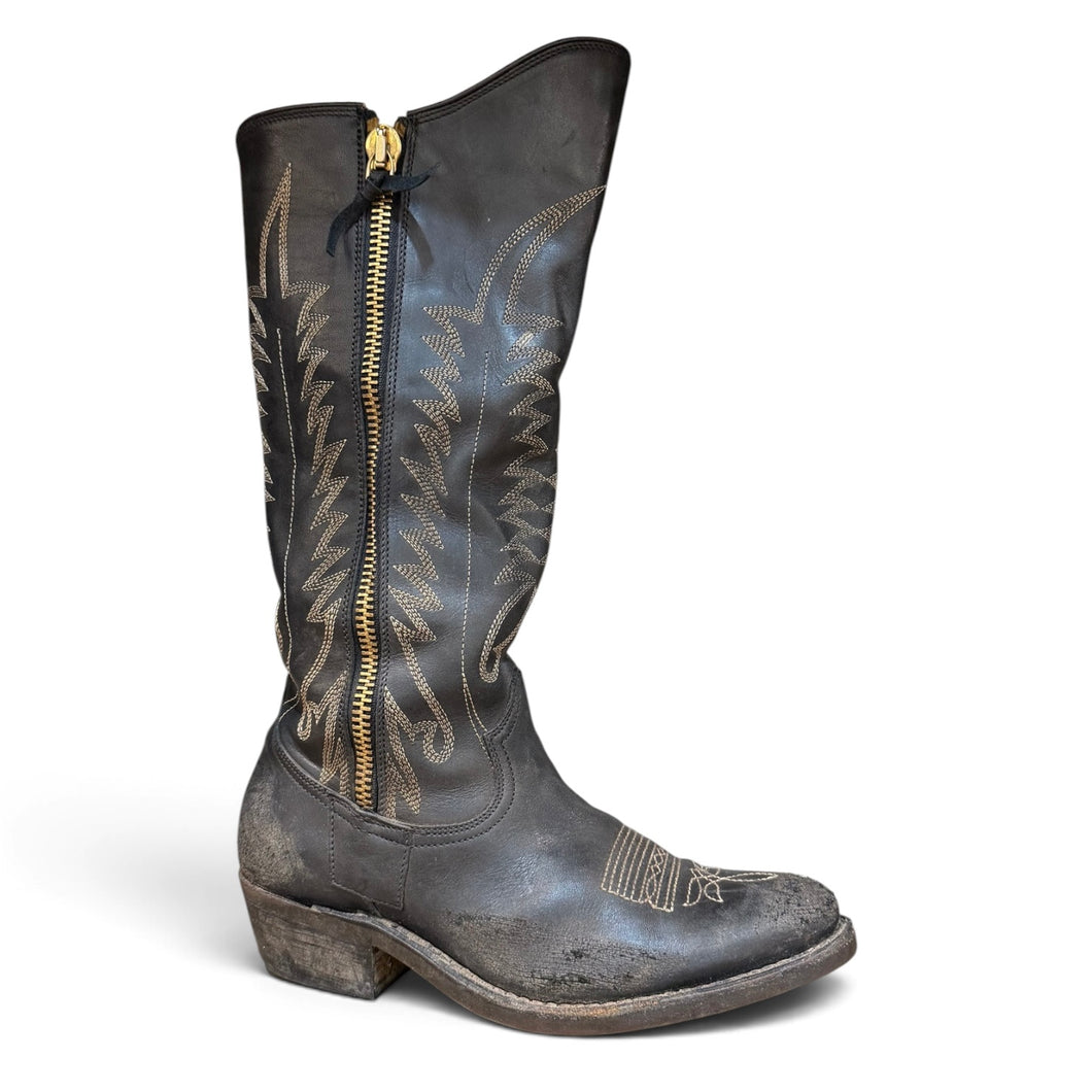 Golden Goose Black Leather Cowboy Boots (size 37)