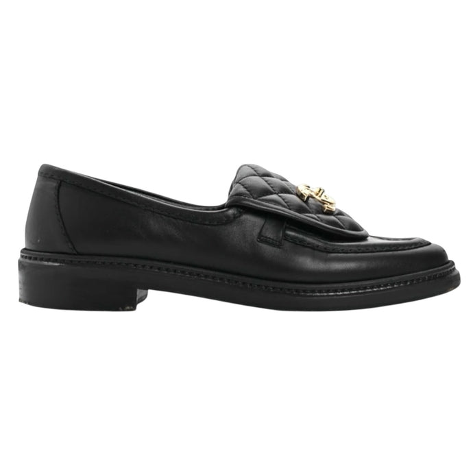 Chanel Shoes, Black Lambskin Quilted CC Turnlock Loafers (size 38)