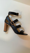 Jimmy Choo Shoes, Black Leather Caged Wooden Heels (size 41)