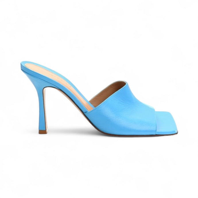 Bottega Veneta Shoes, Blue Lambskin Stretch Mule Sandals (size 37.5)