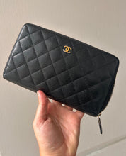 Chanel Black Caviar Quilted Large Zip Around Wallet