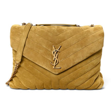 Saint Laurent Bag, Chartreuse Suede Y Quilted Monogram Medium Loulou Chain Satchel