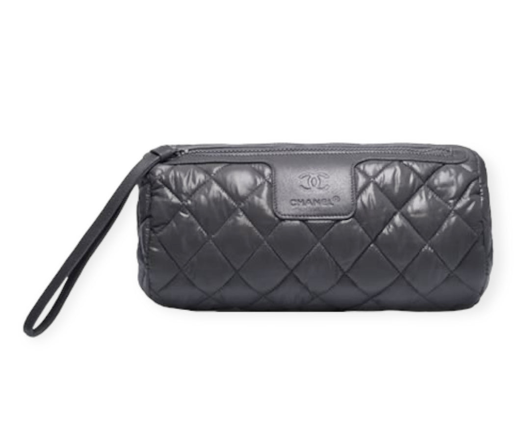 Chanel Bag, Grey Quilted Large Nylon Wristlet