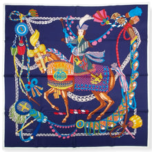 Hermès 90 Multicolor Silk Le Timbalier by Marie-Françoise Héron Scarf