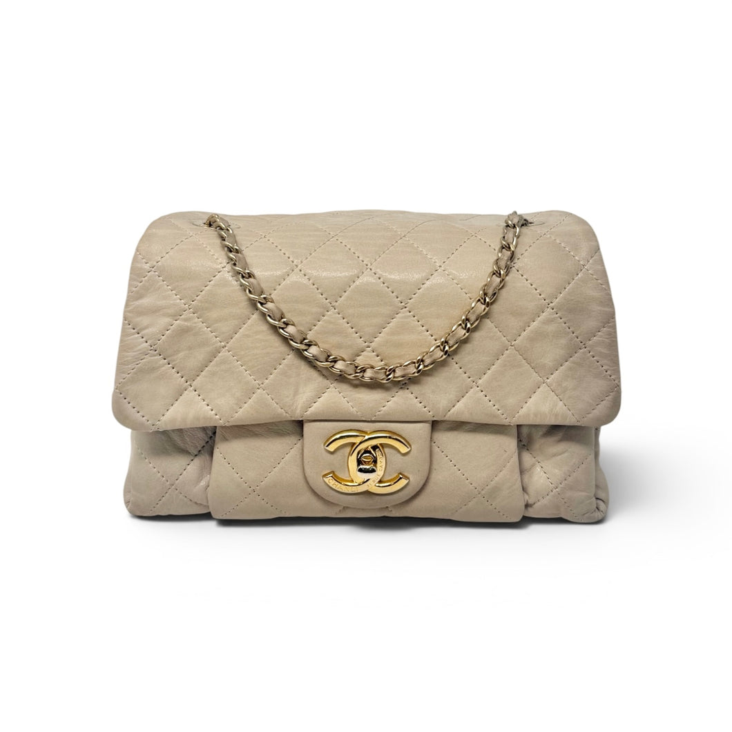 Chanel Bag, 2011 Beige Calfskin Leather Coco Pleats Small Flap Bag