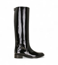 Saint Laurent Shoes, Black Glossy Leather Hunt Boots (size 39.5)