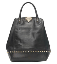 Valentino Bag, Black Leather Rockstud New Dome Bucket Tote