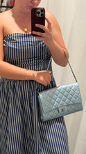 Chanel Bag, 2013 Light Blue Patent Leather Quilted Clutch with Chain