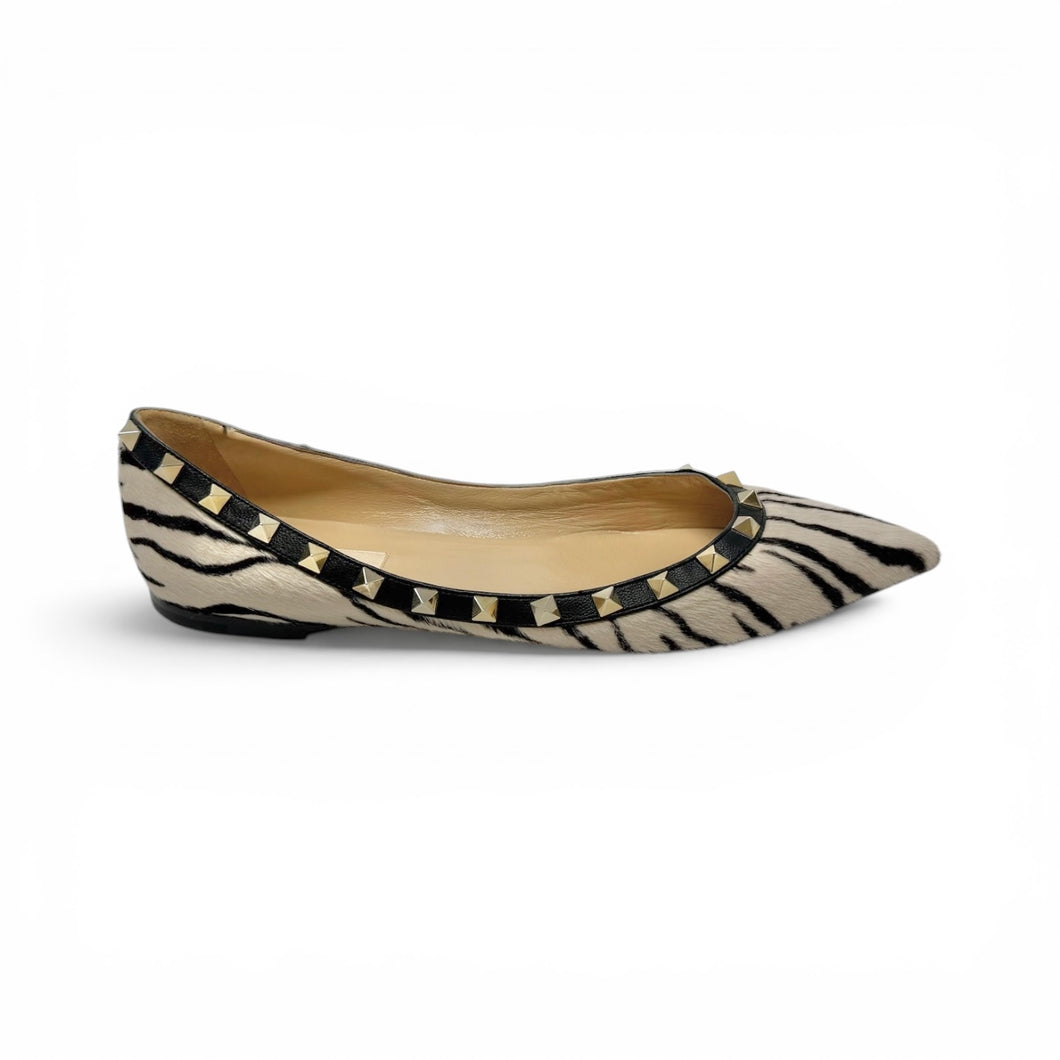 Valentino Shoes, Zebra Print Rockstud Flats (size 39)