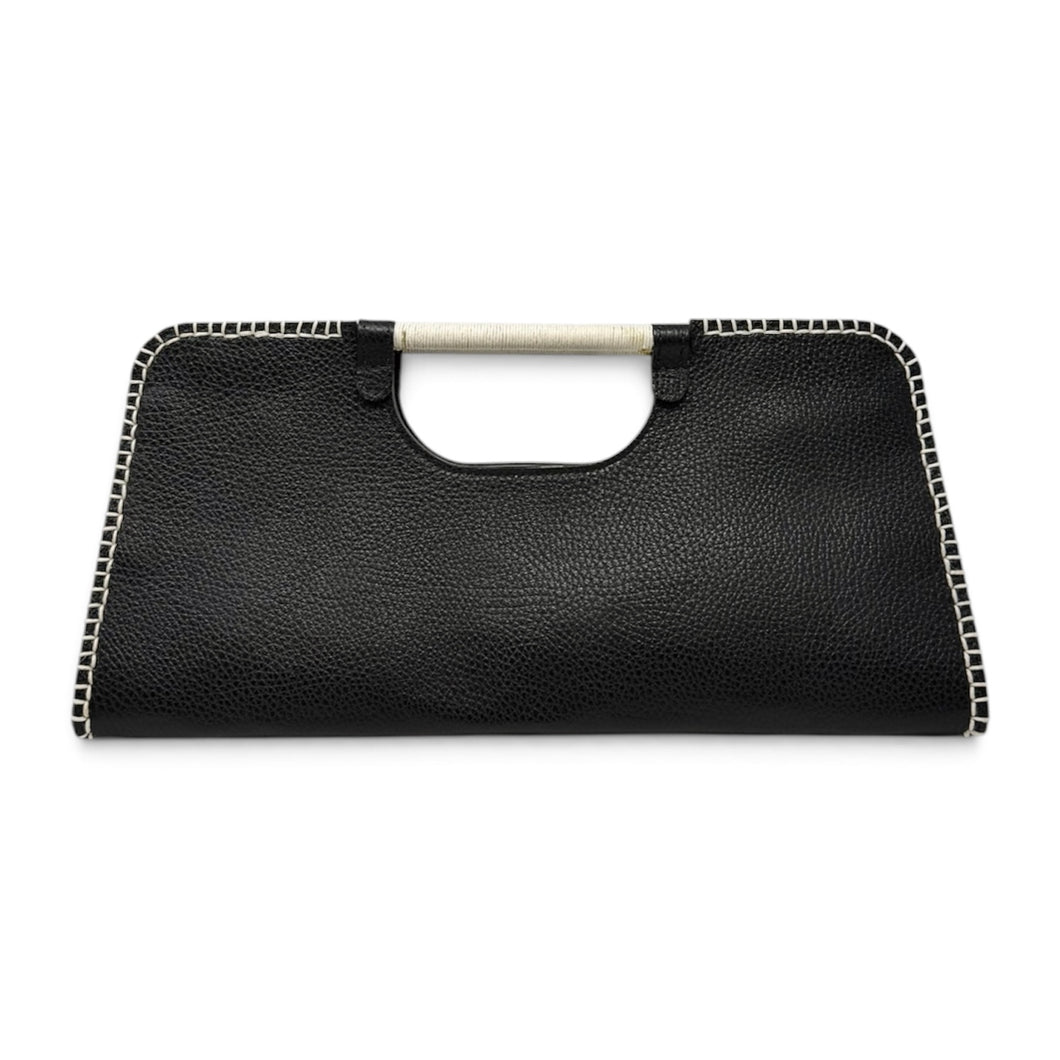 Lucque Black & White Leather Clutch
