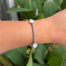 David Yurman Sterling Silver Moon Quartz 3mm Color Classics Four Station Bangle Bracelet
