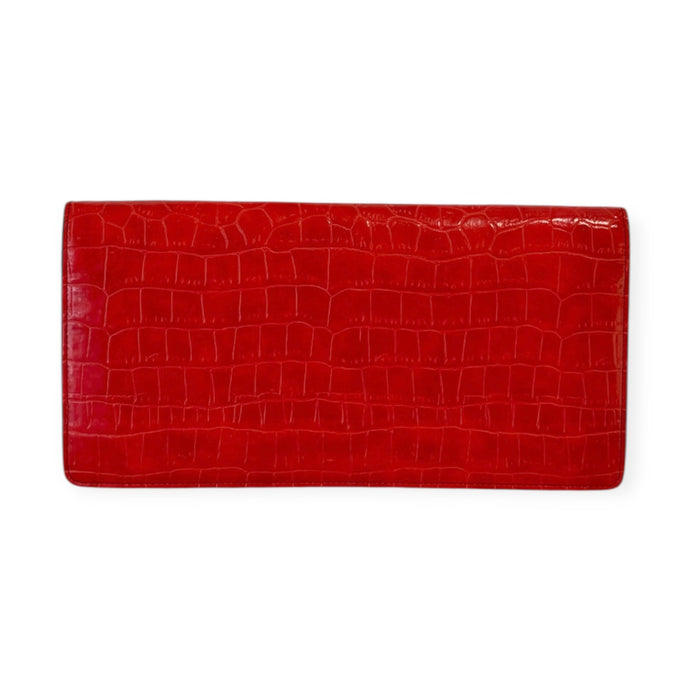 Stella McCartney Red Croc-Embossed Clutch