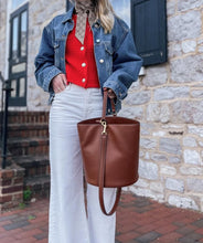 Celine Bag, Saddle Brown Smooth Calfskin Bucket 16 Bag