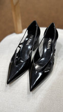 Prada Shoes, Black Patent Leather 55mm Debossed Logo Pumps (size 36.5)