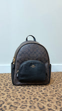 Coach Bag, Brown Signature Canvas & Black Leather Court Backpack