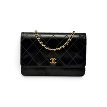 Chanel Bag, 2004 Black Glazed Calfskin Quilted Wallet on Chain