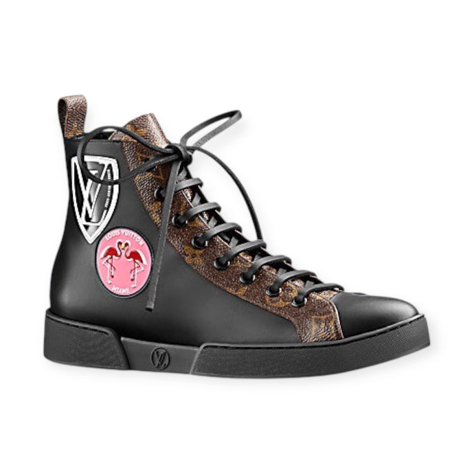 Louis Vuitton Shoes, Black Calfskin Monogram Checkpoint Sneakers (size 36)