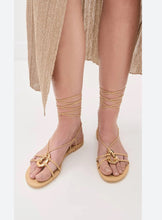 Alexis Shoes, Tan & Gold Delphine Sandals