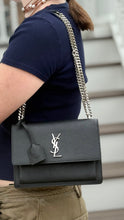 Saint Laurent Bag, Black Pebbled Leather Sunset Medium Shoulder Bag