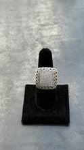 John Hardy Sterling Silver 18K Yellow Gold Diamond Classic Chain Square Ring