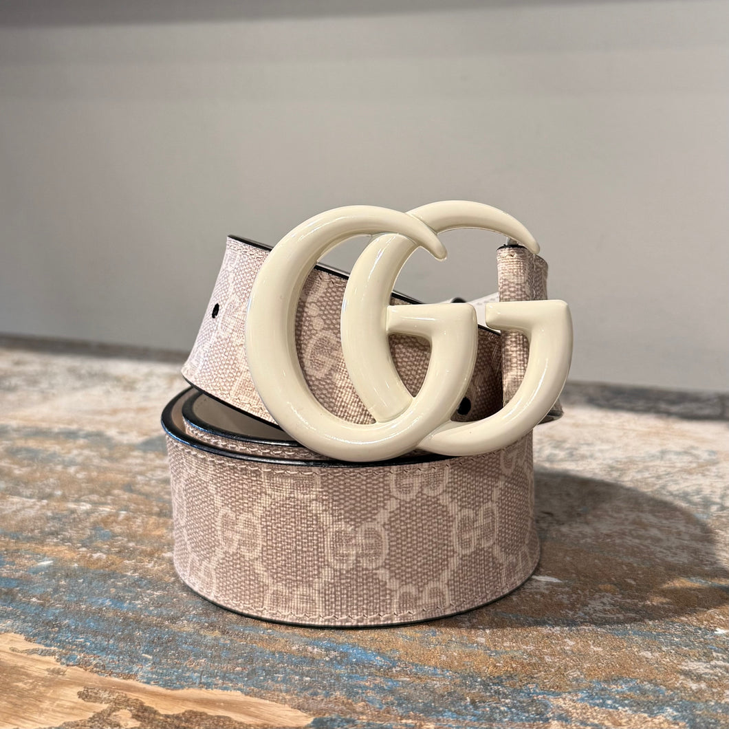 Gucci White GG Canvas Belt (size 85)