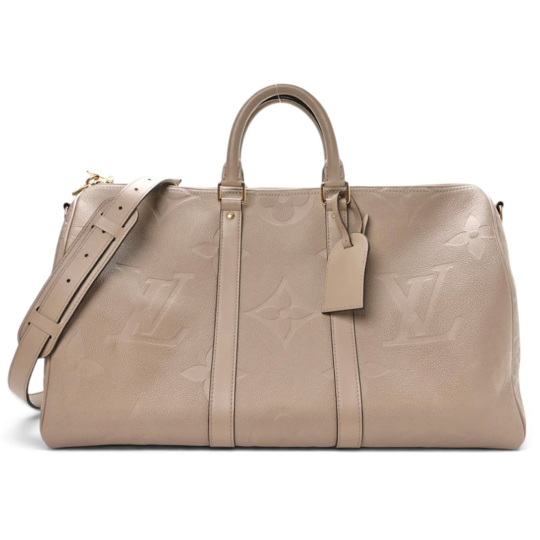 Louis Vuitton Bag, Tourterelle Empreinte Monogram Giant Keepall Bandouliere 45