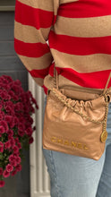 Chanel Bag, Beige Shiny Calfskin Leather 22 Mini Hobo Crossbody