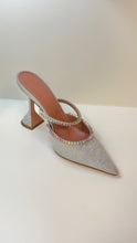 Amina Muaddi Shoes, Silver Glitter Gilda Heels (size 37.5)