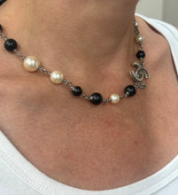 Chanel 2017 Metal Pearl Bead Crystal CC Necklace