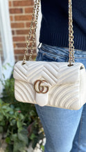 Gucci Bag, White Leather GG Marmont Small Shoulder Bag
