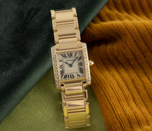 Cartier Tank Française Watch Small Model, Quartz Movement, Yellow Gold, Diamonds