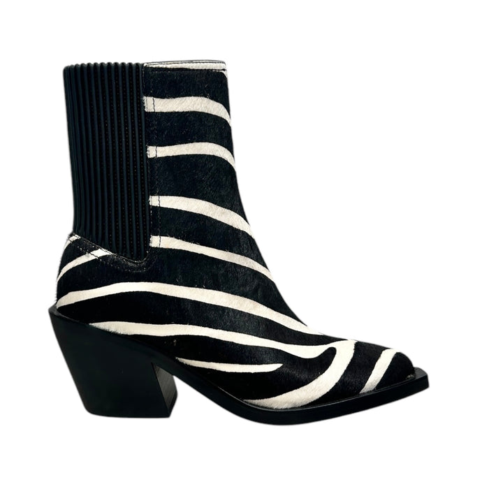 Coach Shoes, Black & White Zebra Print Ankle Boots (size 6.5)