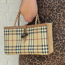 Burberry Bag, Plaid Canvas & Suede Braided Handle Small Bag