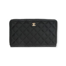 Chanel Black Caviar Quilted Large Zip Around Wallet