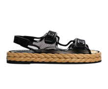 Chanel Bag, Black Mesh Patent Calfskin Velcro Dad Sandals (size 38)