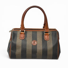 Fendi Bag, Striped Pequin Canvas & Leather Vintage Boston Bag