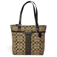 Coach Bag, Signature Canvas & Brown Patent Leather Small Tote