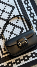 Gucci Bag, Black Horsebit 1955 Embellished Textured-Leather Bag