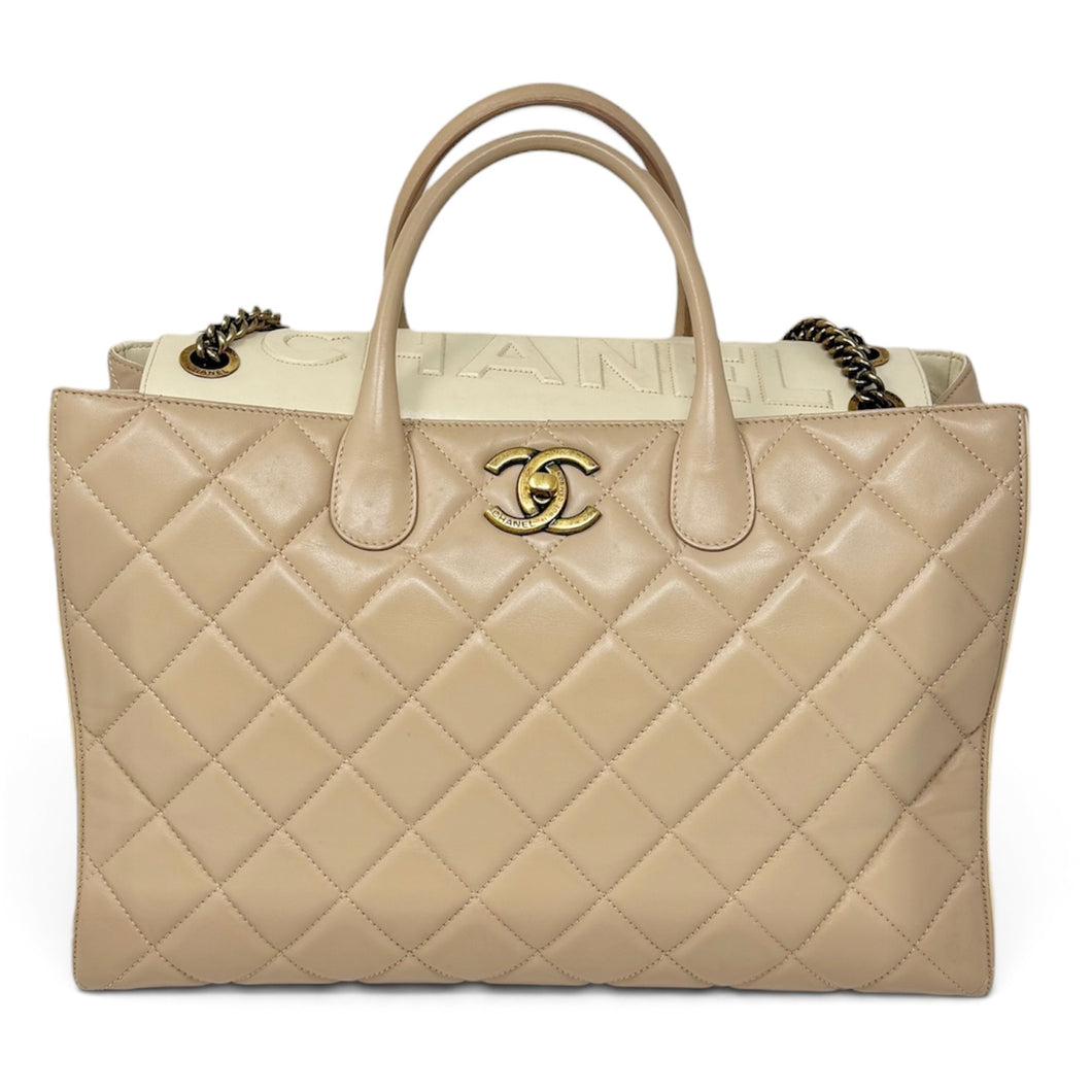 Chanel Bag, Beige Quilted Lambskin Portobello Large Tote Bag