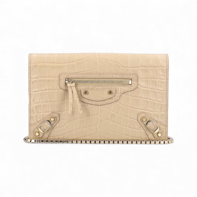 Balenciaga Bag, Croc-Embossed Calfskin Leather Neo Classic Chain Wallet