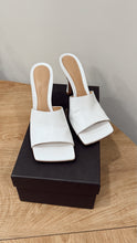 Bottega Veneta Shoes, White Leather Stretch Heeled Mules (size 38)