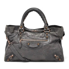 Balenciaga Bag, Grey Lambskin Leather Giant 12 Rose Gold City Bag