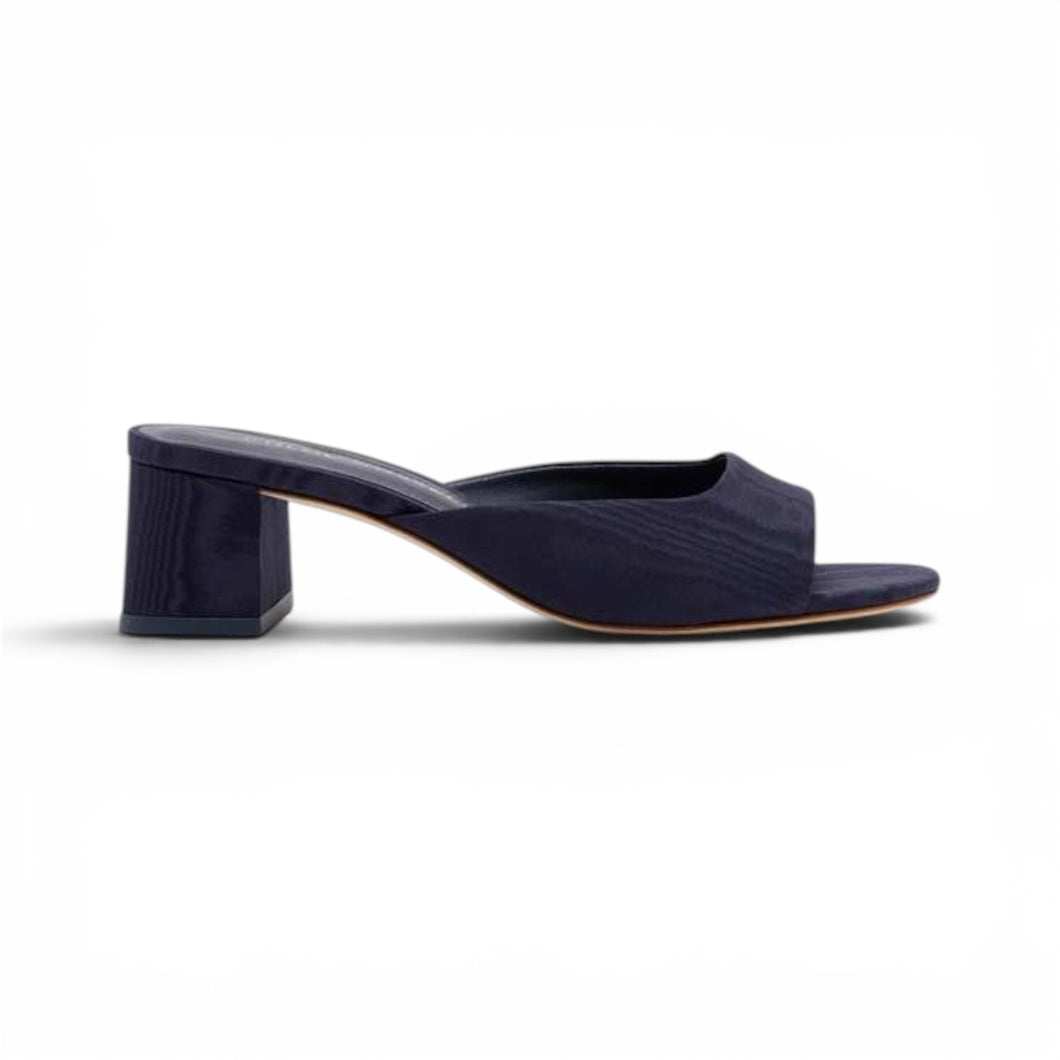 Chloe Gosselin x Larroude Shoes, Navy Anah Mules